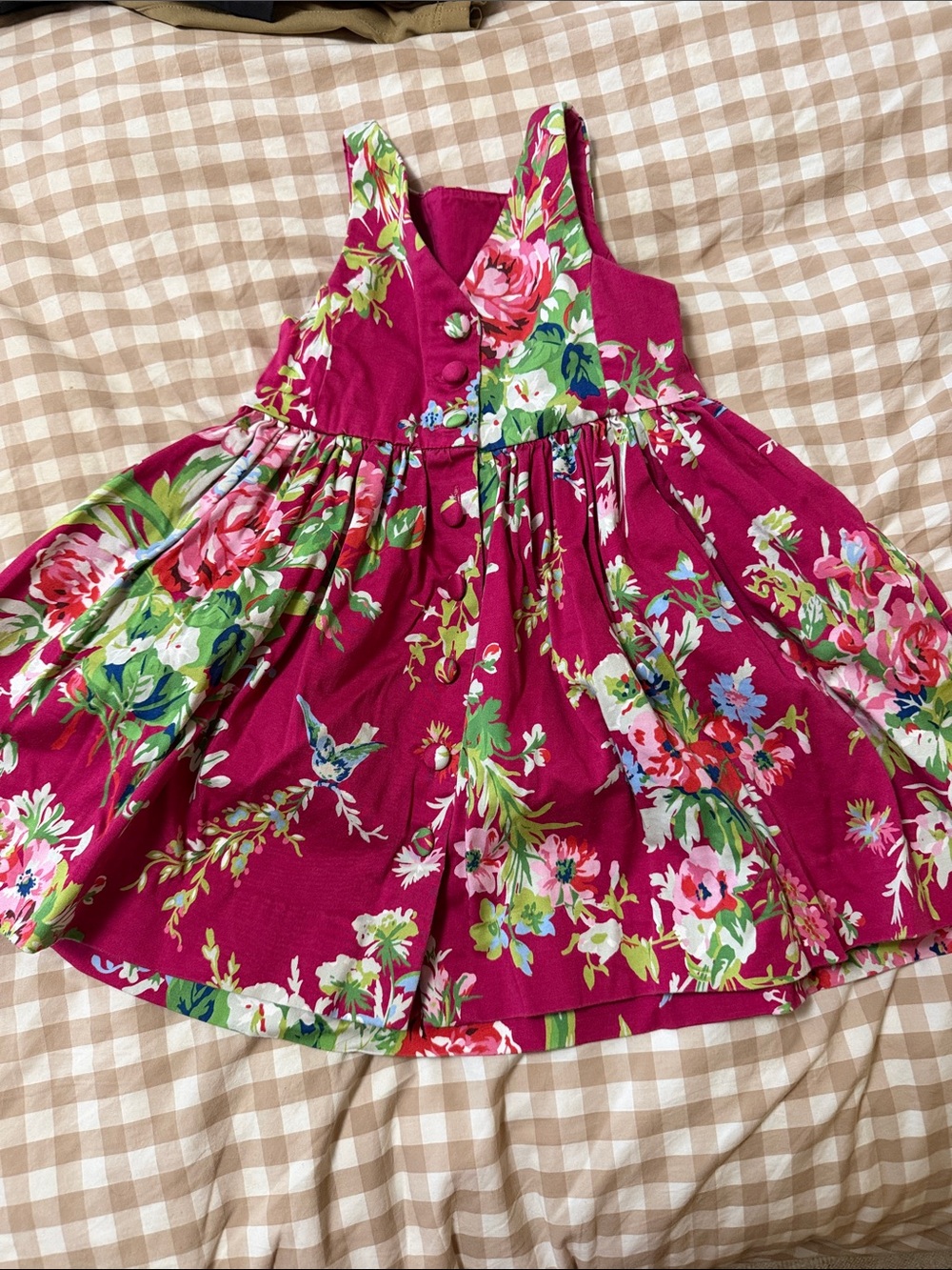 Ralph Lauren Bright Fuchsia Floral Cotton Dress - Picture 2 of 3